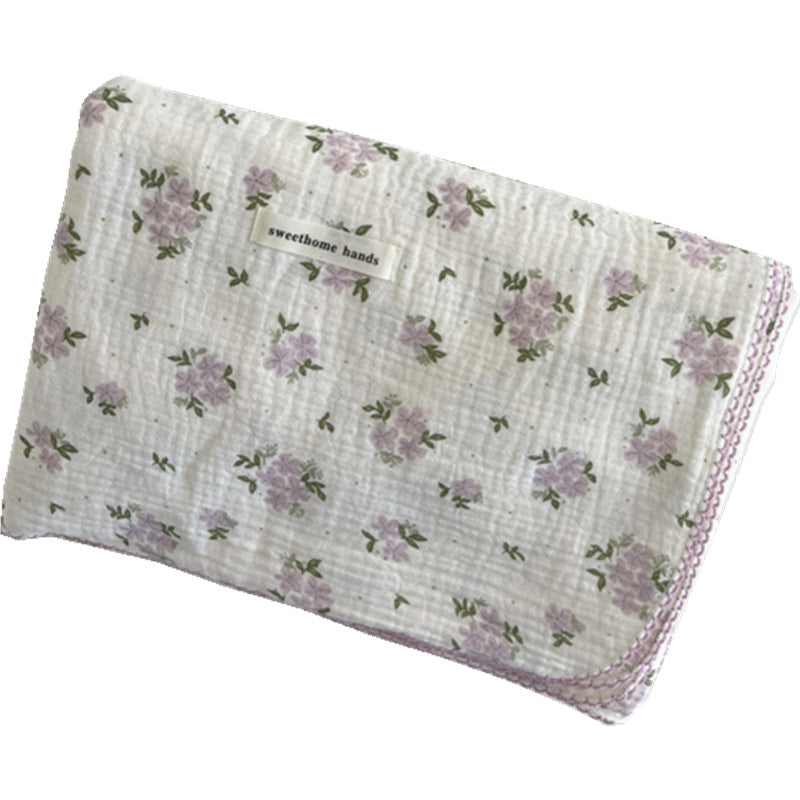 Unisex versatile muslin blanket with floral accents Stornfield