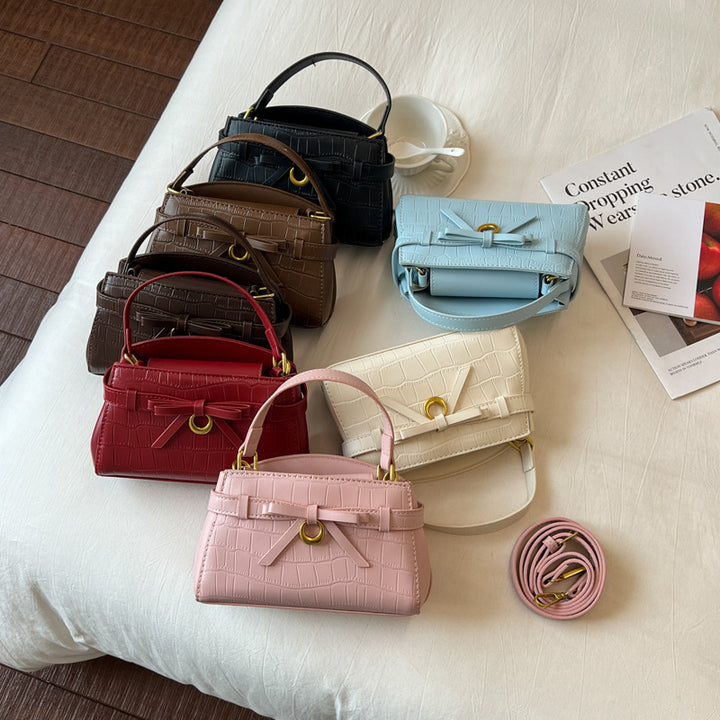 Crocodile-Textured Mini Handbag