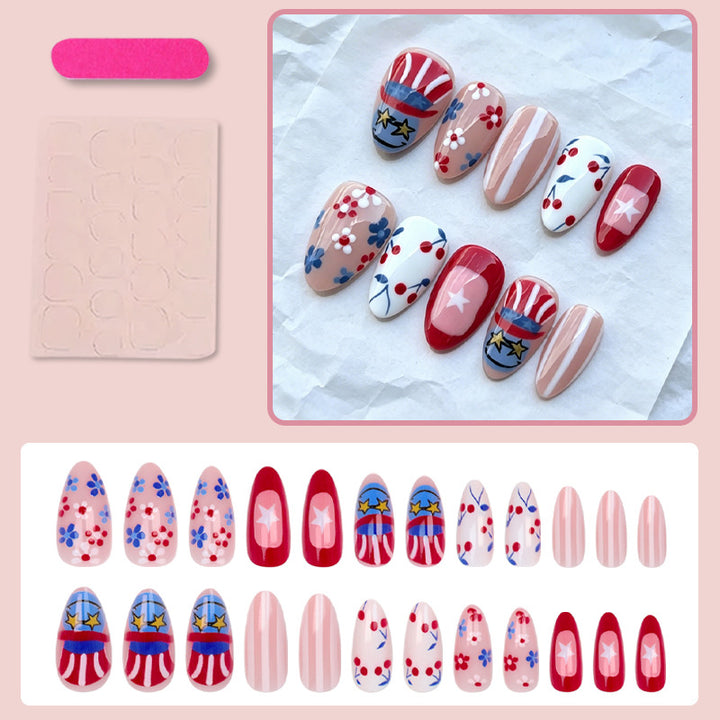 Artificial nail set with creative flower and star designs Stornfield