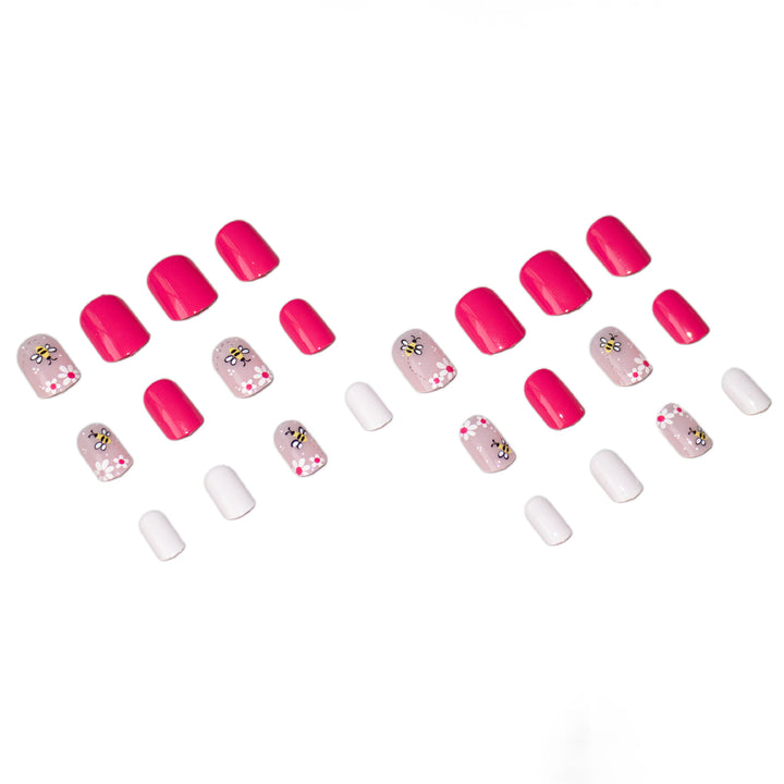 Artistic Floral Bee-Inspired Nail Art Set
