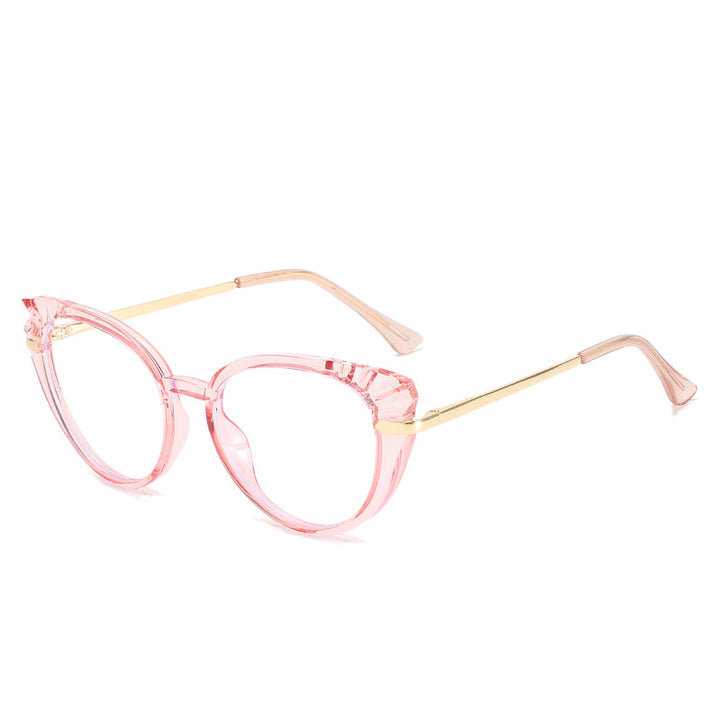 Women's Cat-Eye Prescription Glasses with Glossy Plastic Frame and Gold Accents Stornfield