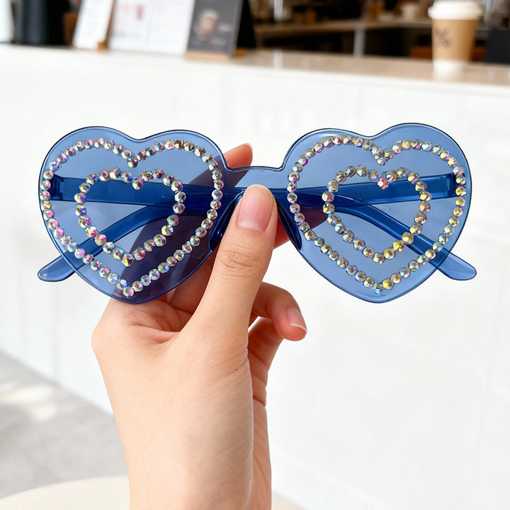 Rhinestone-Embellished Heart-Shaped Sunglasses Stornfield 1787141238