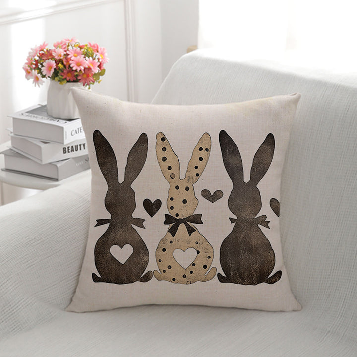 Artistic Bunny Print Throw Pillow