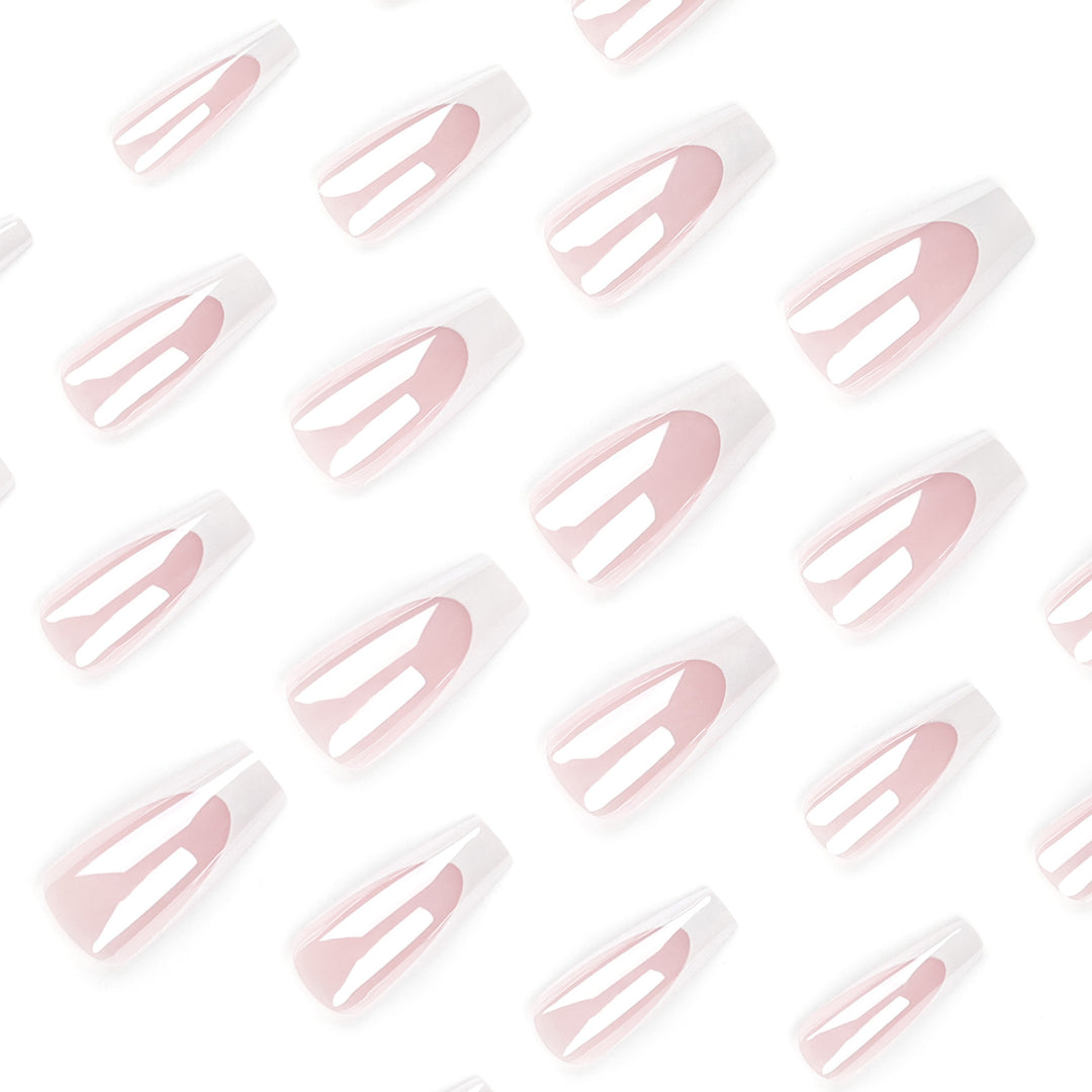Elegant Nail Extensions with High Gloss Finish and Precise French Tip Stornfield