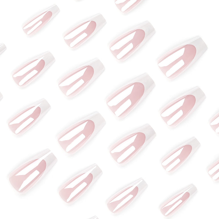 Elegant Nail Extensions with High Gloss Finish and Precise French Tip Stornfield