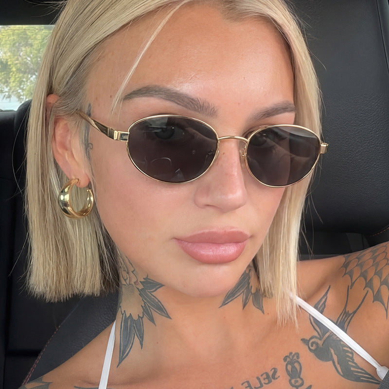 Women's fashionable sunglasses with narrow metal frame Stornfield
