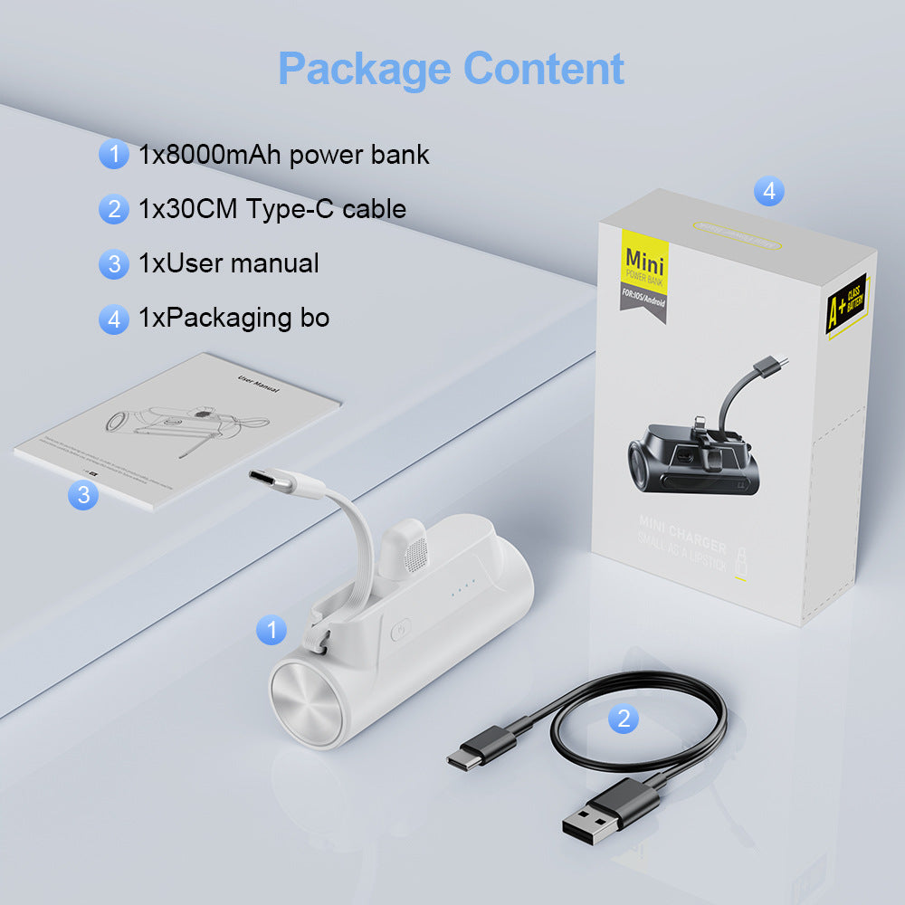 Mini Powerbank with Integrated Charging Cable Stornfield