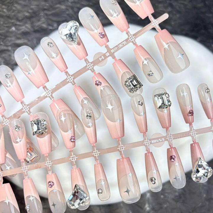 Glamorous Star-Embellished Press-On Nail Set