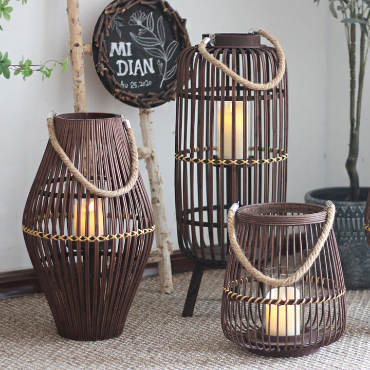 Rustic Rattan Lantern Stornfield