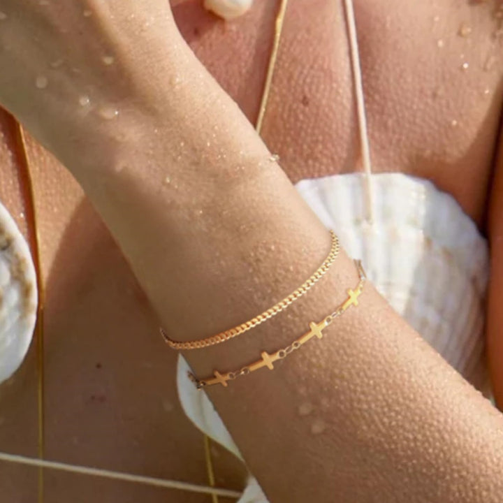 Layered Cross Charm Bracelet Stornfield