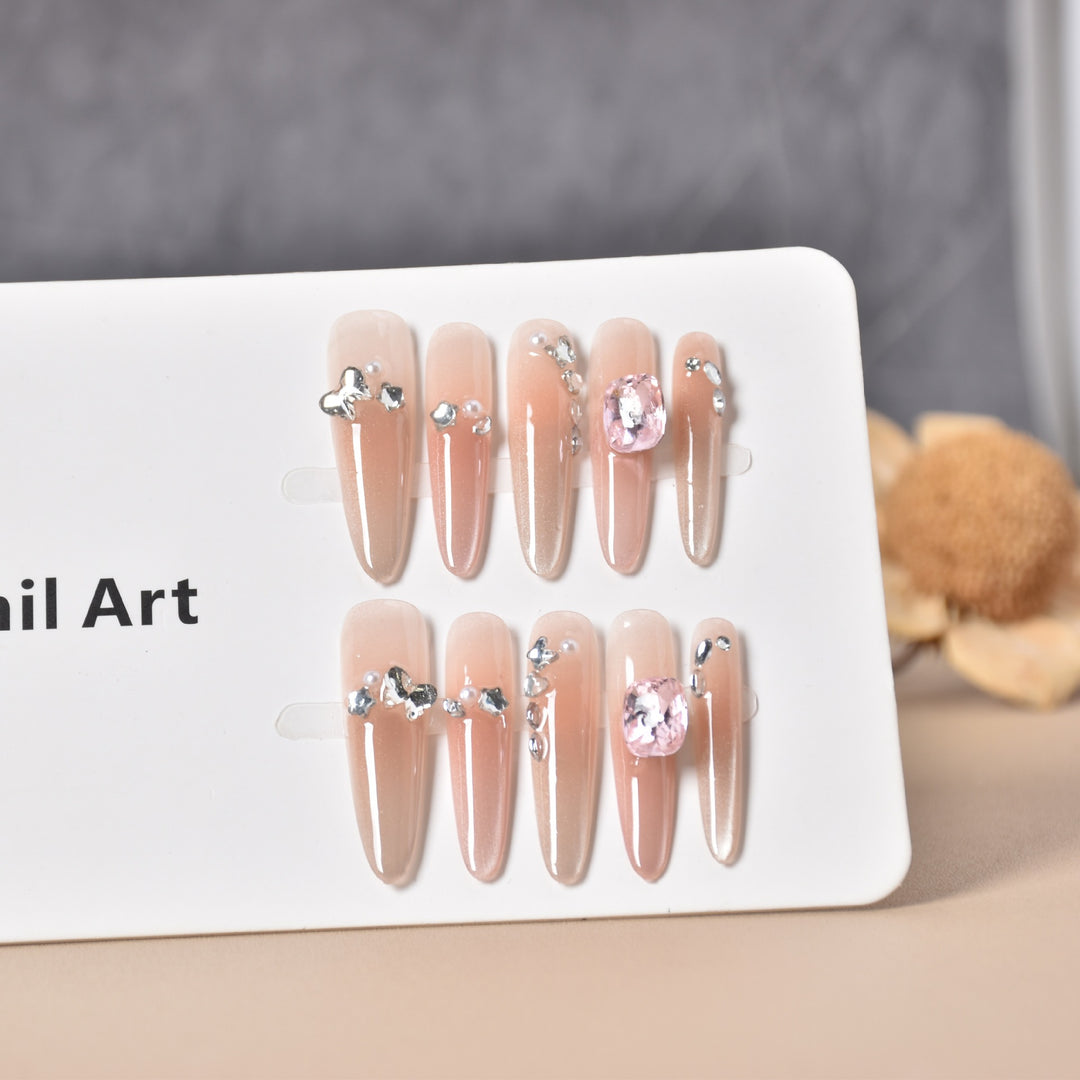 Elegant Rhinestone-Embellished Press-On Nail Extensions Stornfield