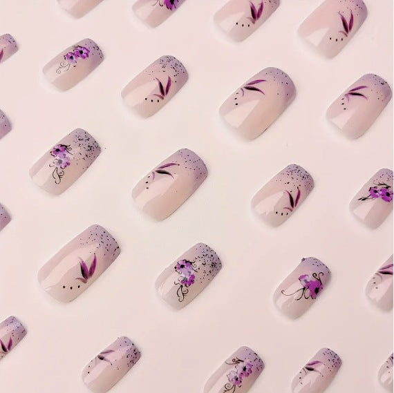 Elegant Floral Design Acrylic Nail Art Enhancements Stornfield