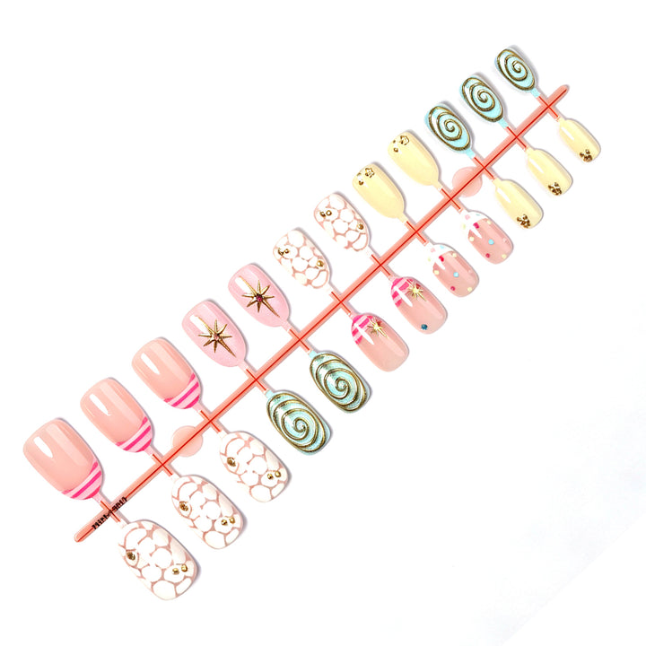Decorative Press-On Nail Set with Artistic Designs Stornfield