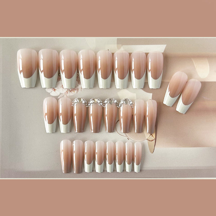 Decorative Press-On Nail Tips with Rhinestone Accent Stornfield