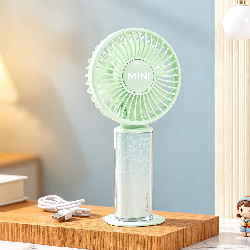 Ladies USB rechargeable mini handheld fan with adjustable tilt head and removable stand Stornfield