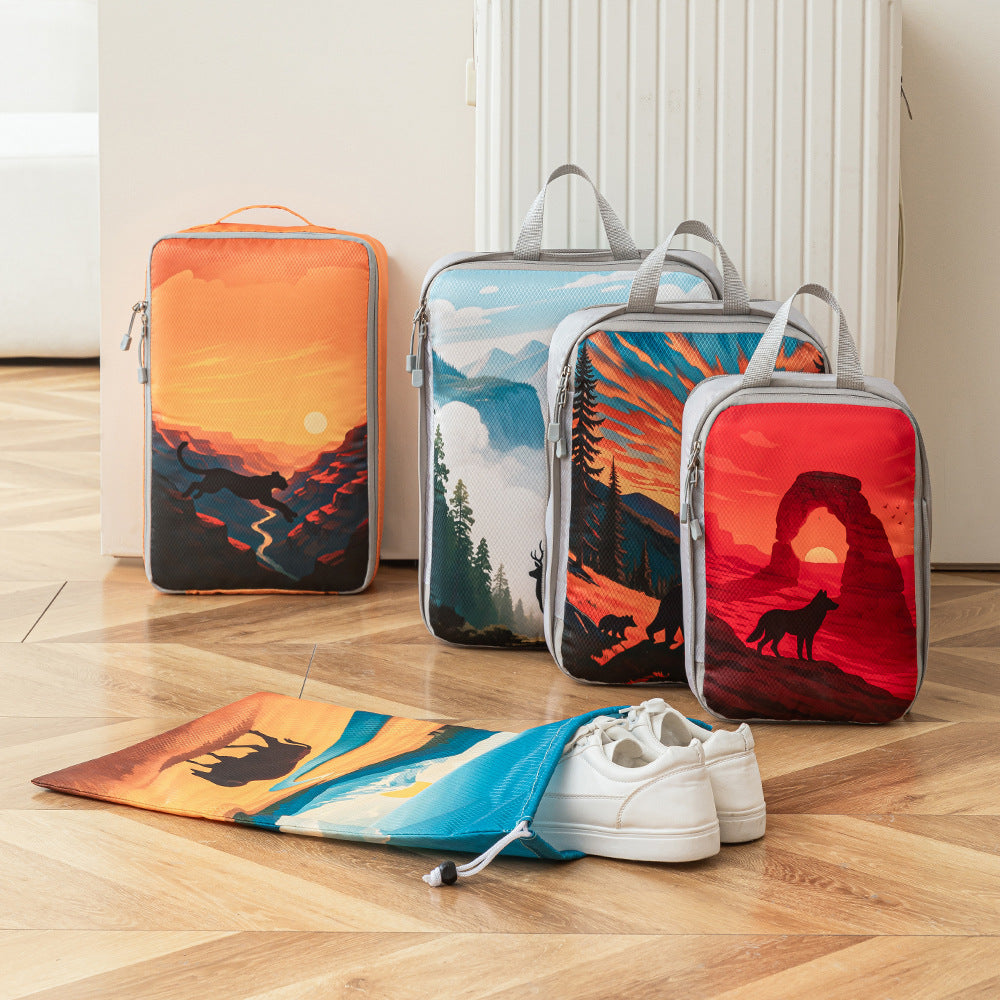 Set of travel organizers with unique nature motifs Stornfield