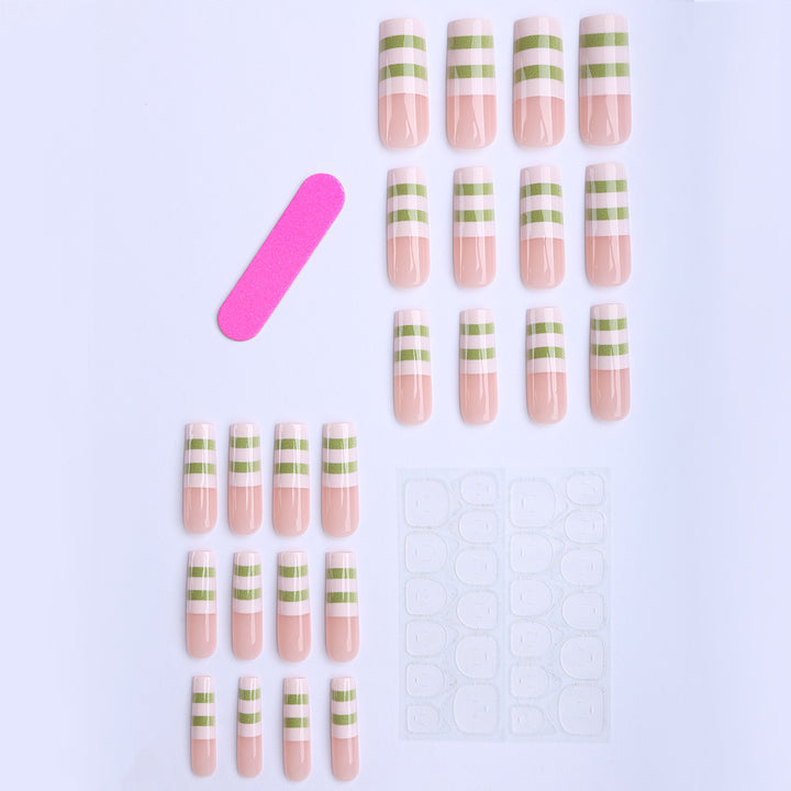 Fashionable artificial nails with contemporary stripe pattern Stornfield