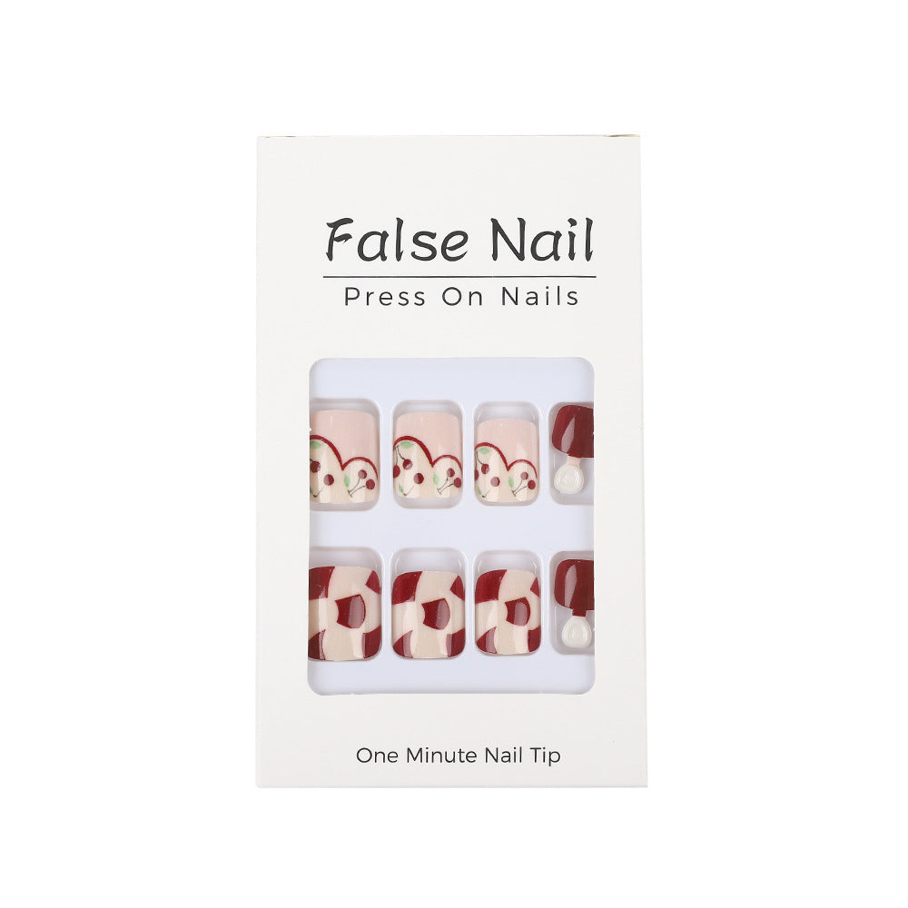 Artificial nails with fresh cherry design Stornfield