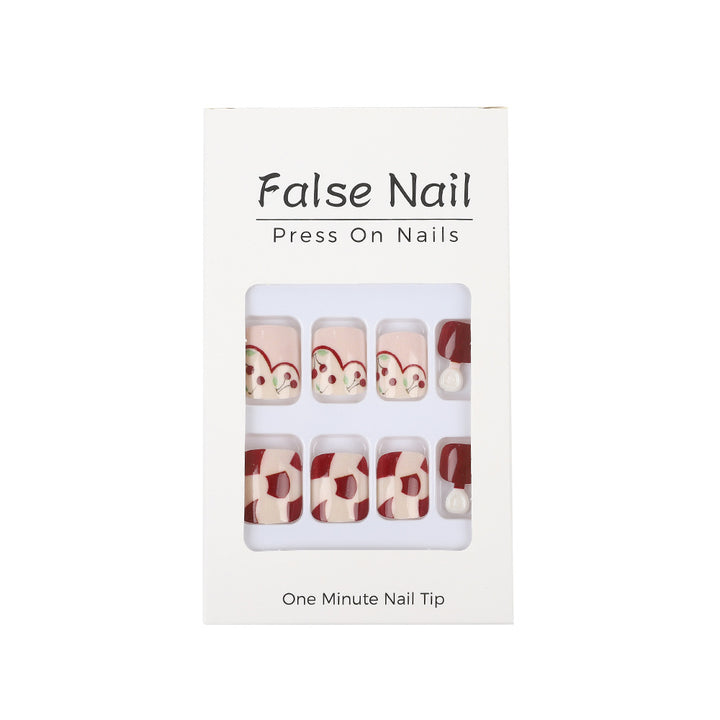 Artificial nails with fresh cherry design Stornfield