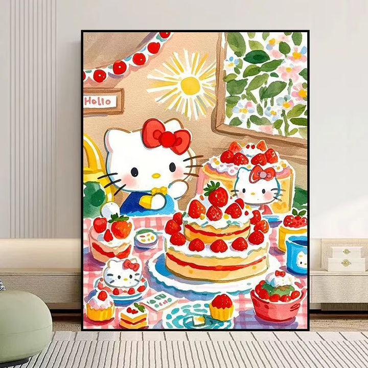 Whimsical Cat-Themed Canvas Art Print Stornfield