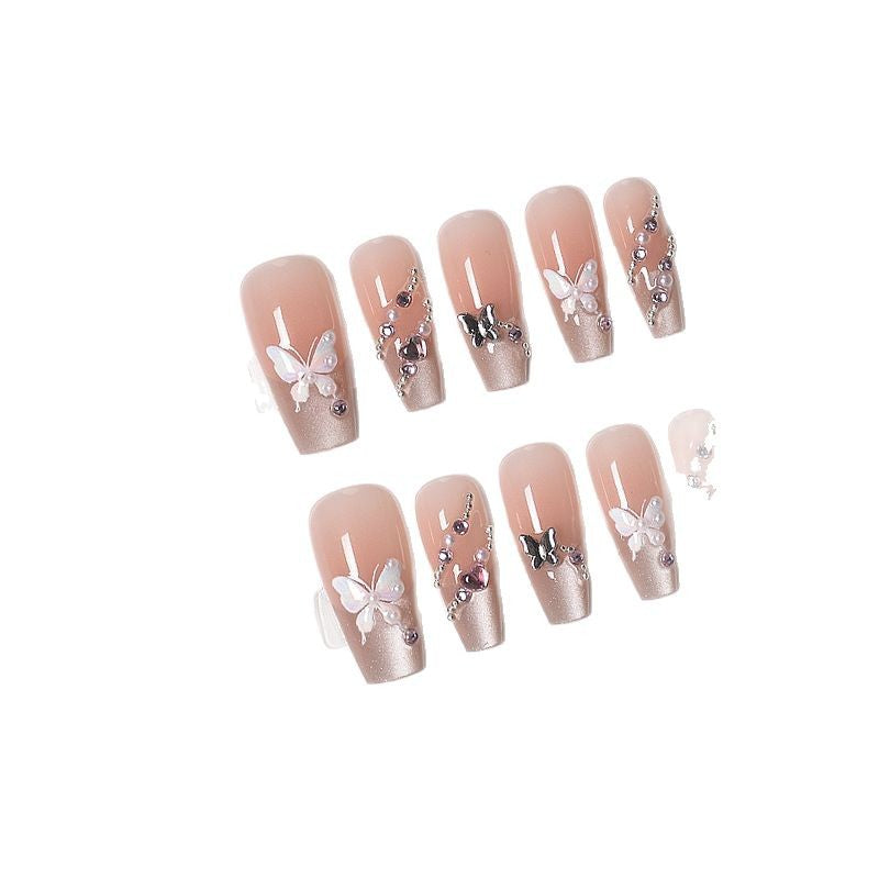 Elegant Floral-Embellished Press-On Nail Extensions Stornfield