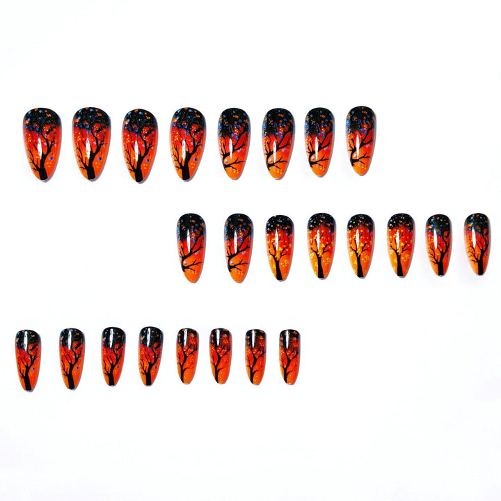 Art nails with creative autumn tree design Stornfield