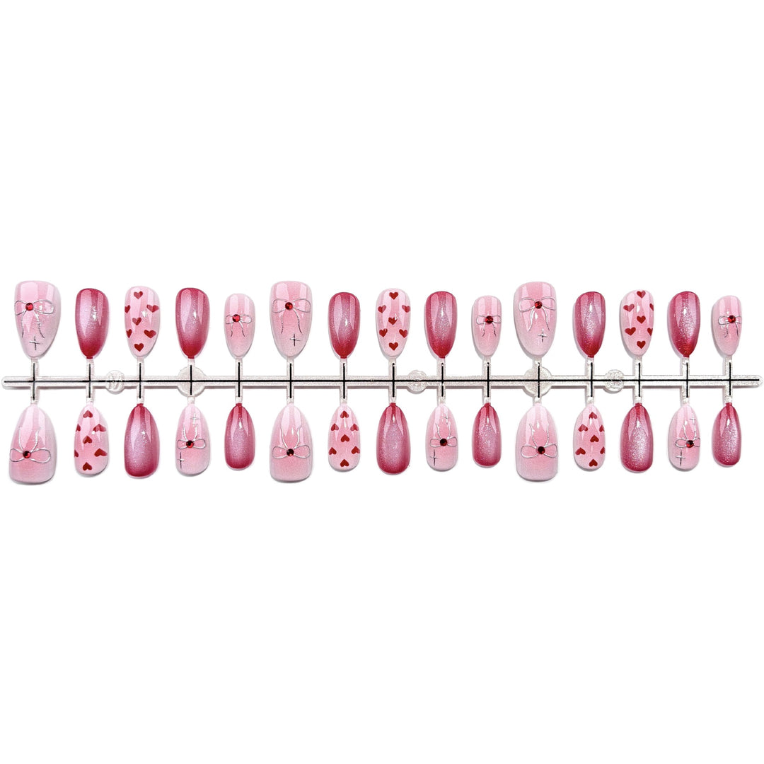Heart-Embellished Press-On Nail Art Set