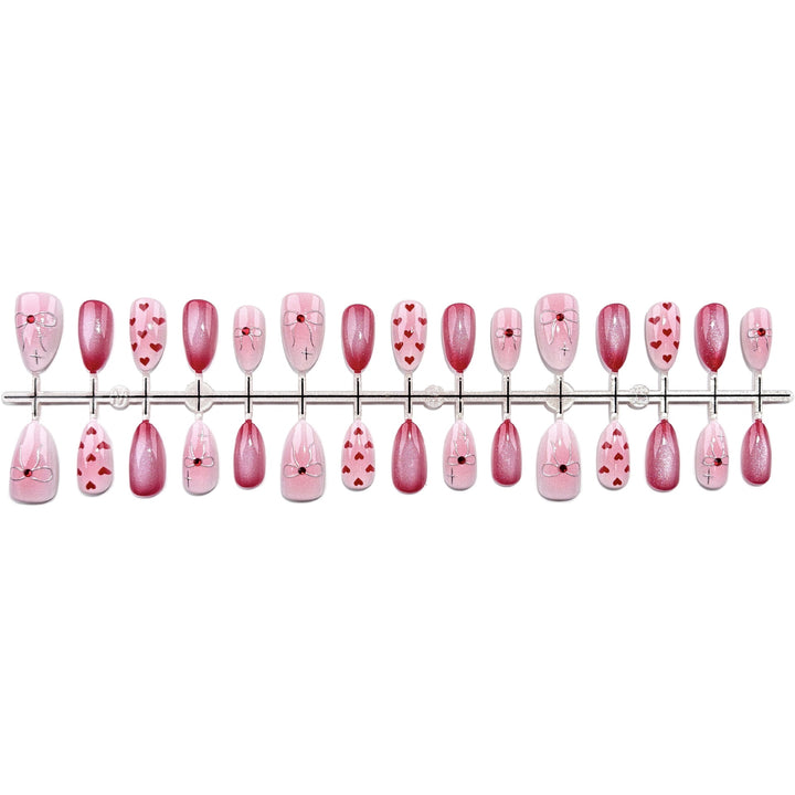 Heart-Embellished Press-On Nail Art Set