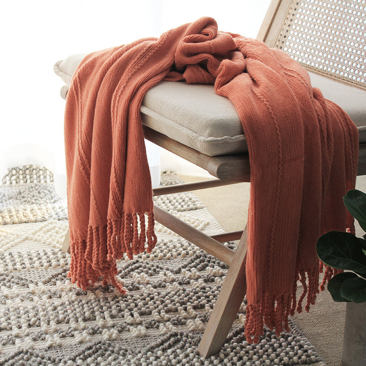Soft Textured Knitted Blanket