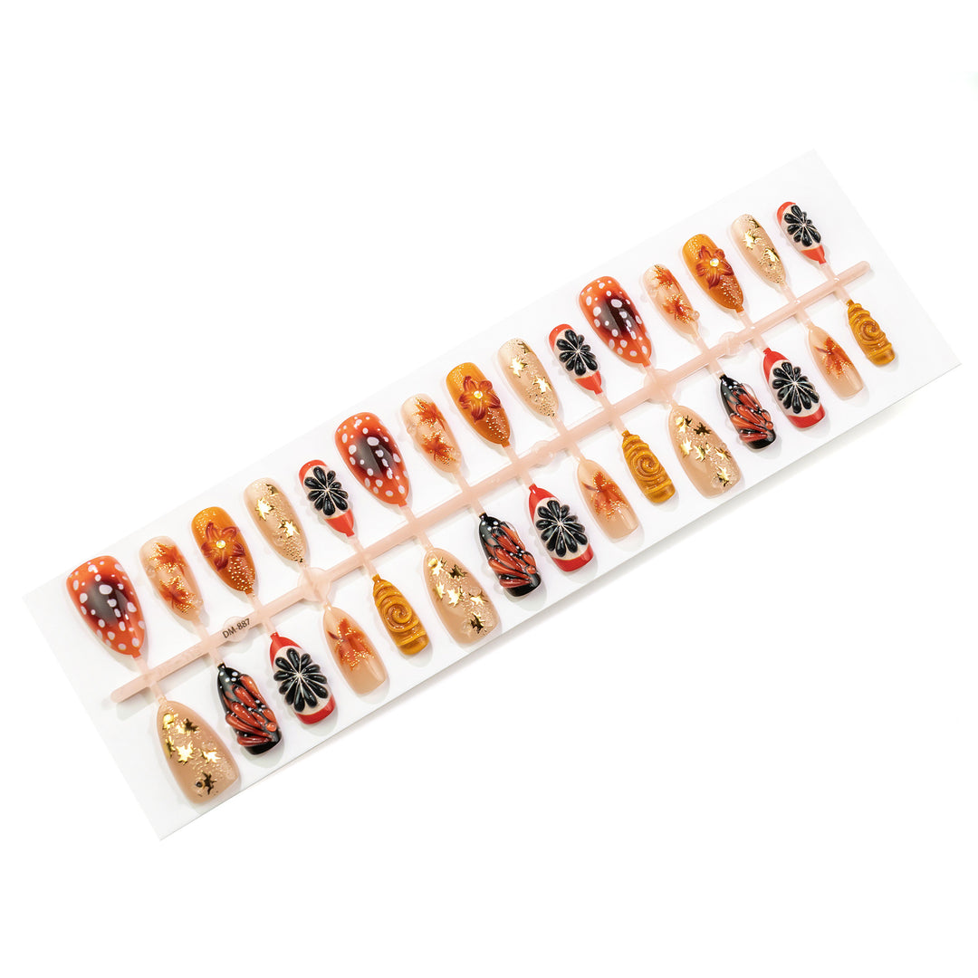 Artistic Autumn Leaves Press-On Nail Art Set Stornfield