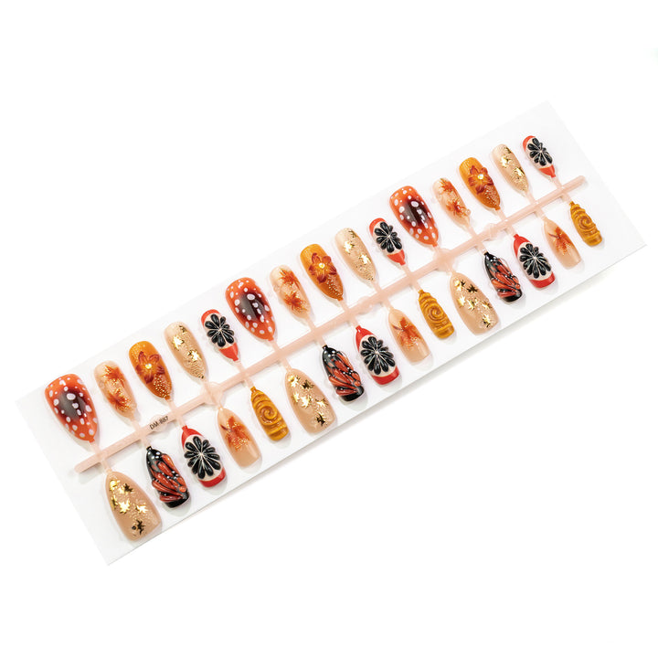 Artistic Autumn Leaves Press-On Nail Art Set Stornfield
