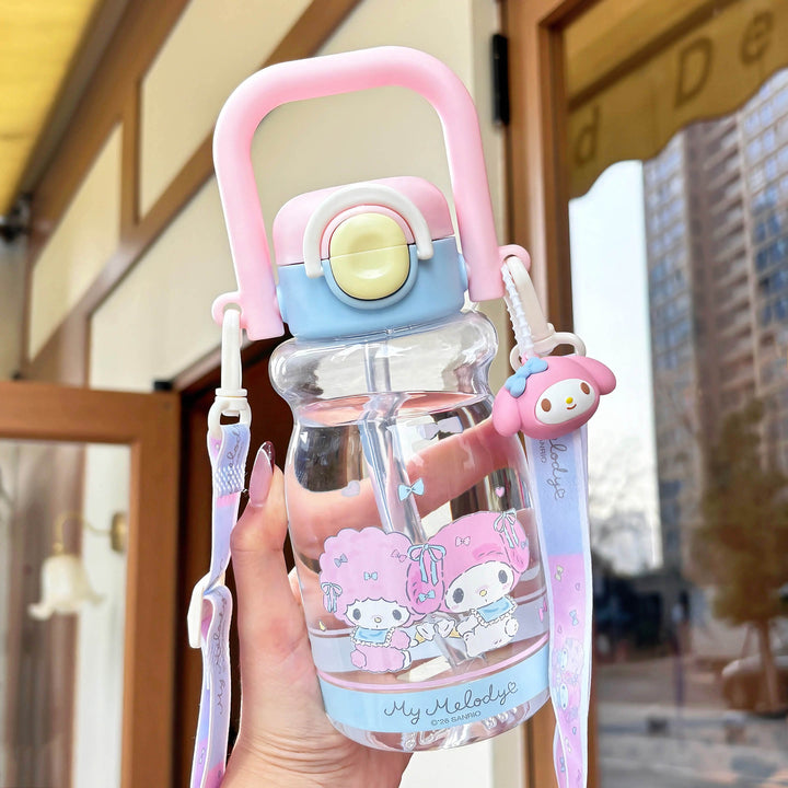 Women's water bottle with high-quality silicone carrying handle and playful character design Stornfield