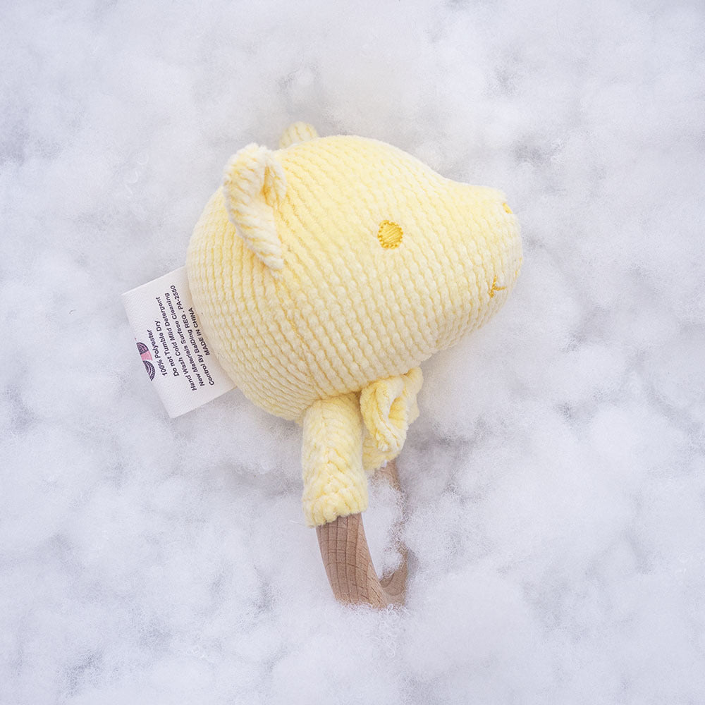 Organic Corduroy Baby Rattle with Natural Wood Teething Ring