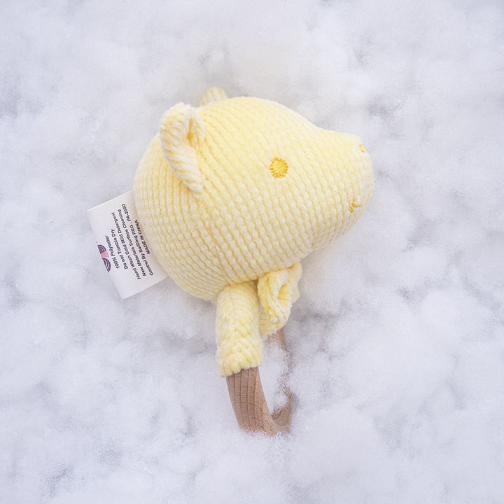 Organic Corduroy Baby Rattle with Natural Wood Teething Ring