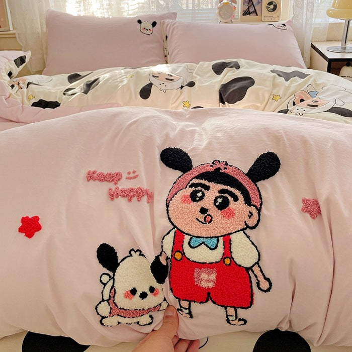 Cute Cartoon Bear Pattern Duvet Cover Set