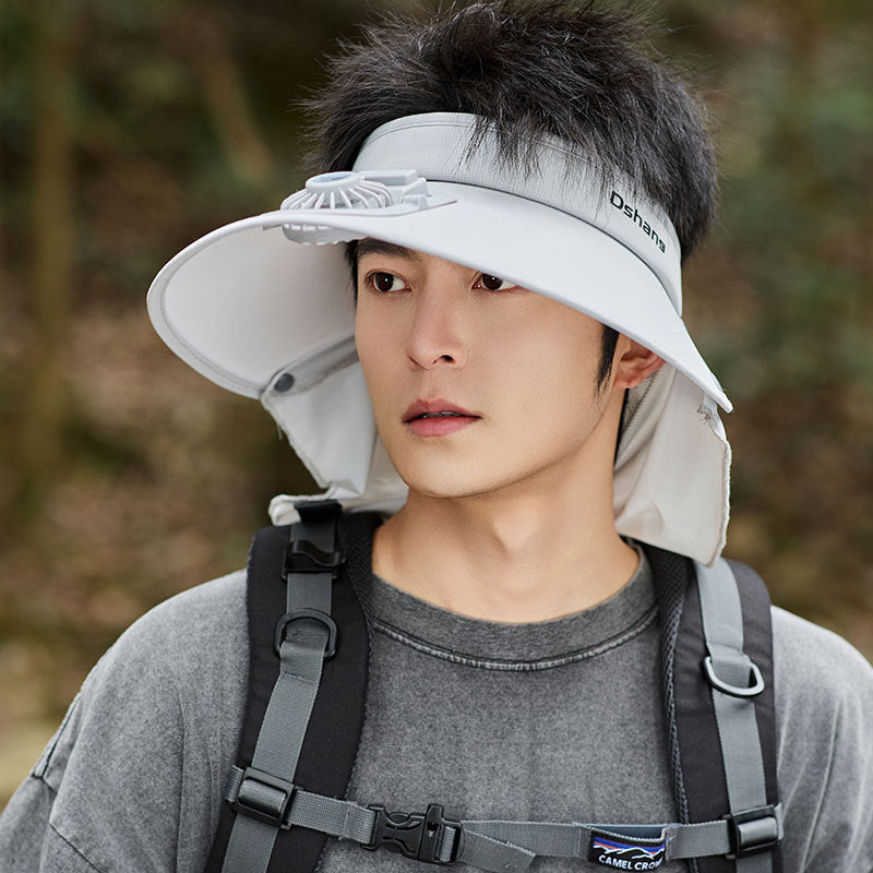 Large UV Protection Sun Visor with Removable Mini Fan and Folding Neck Protection Stornfield