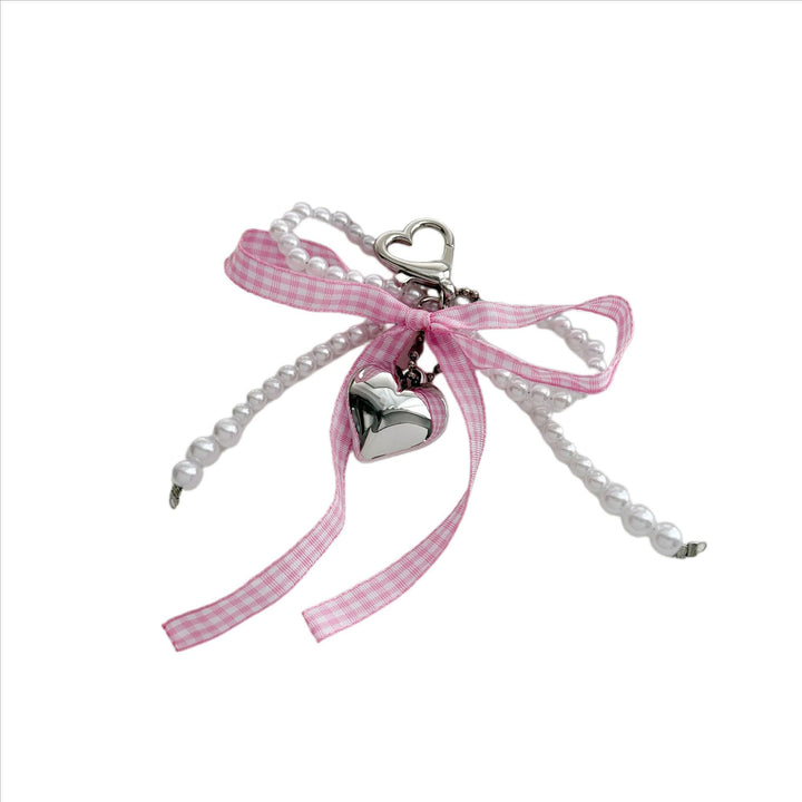 Heart-Shaped Charm Keychain with Pearls and Bow Stornfield