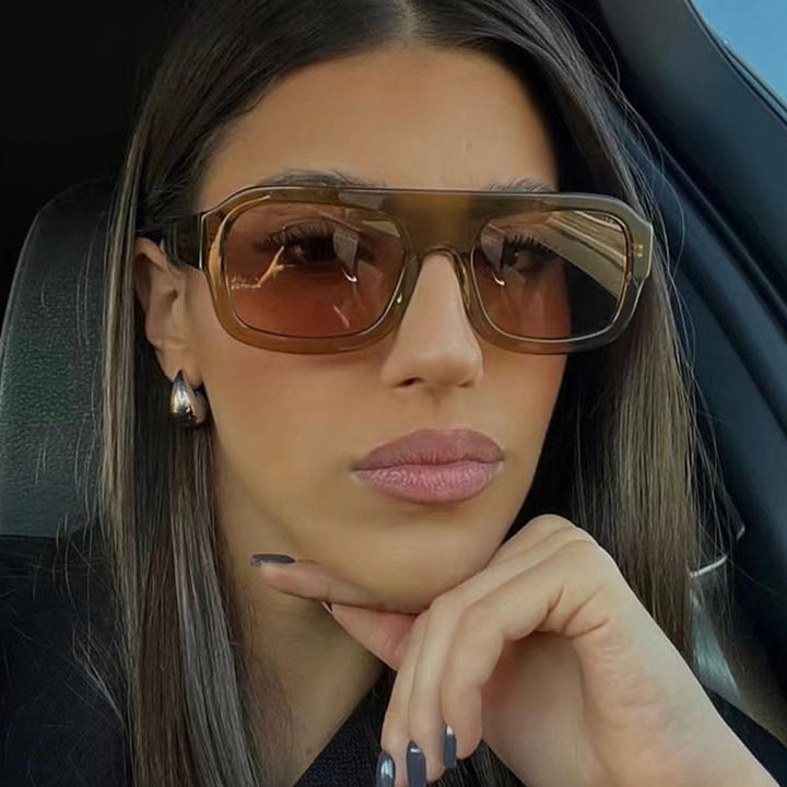 Women’s stylish square sunglasses with eye-catching animal print design Stornfield