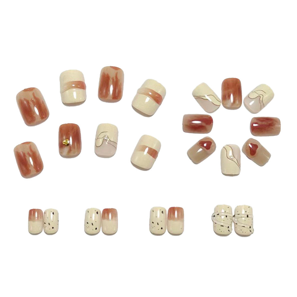Artificial Nail Set with Marbled Design and Glitter Effects Stornfield