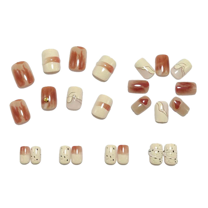Artificial Nail Set with Marbled Design and Glitter Effects Stornfield