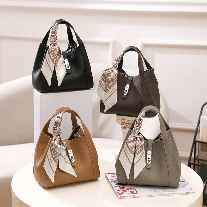 Stylish Structured Handbag with Scarf Detail