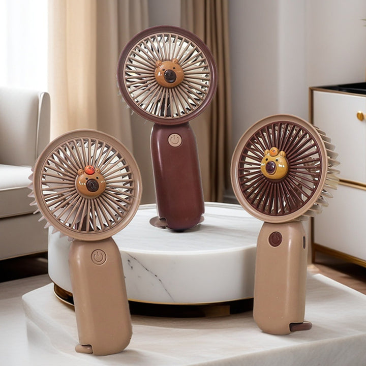 Women Portable Handheld Fan with Cute Bear Motif Stornfield