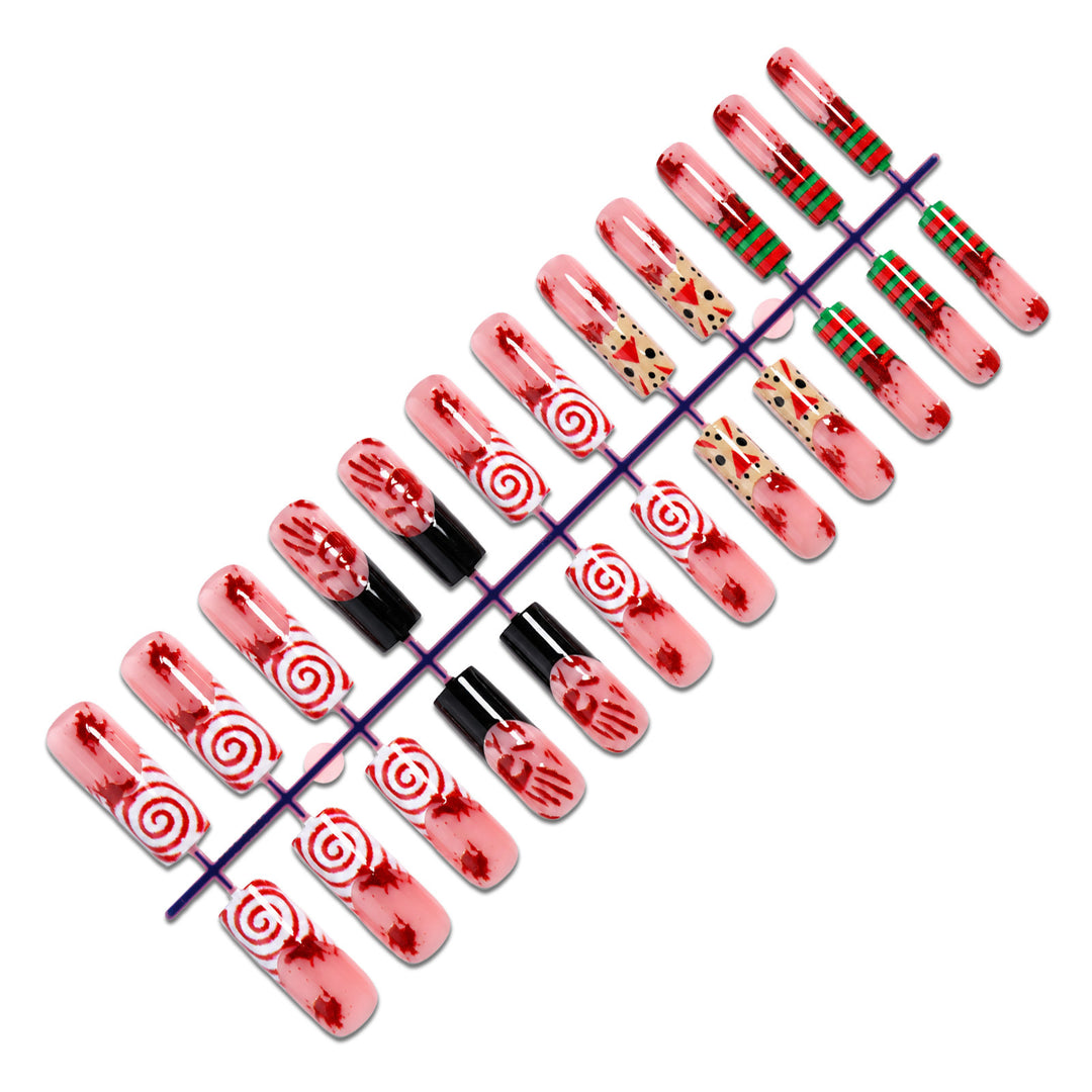 Artistic Holiday-Themed Press-On Nail Set Stornfield