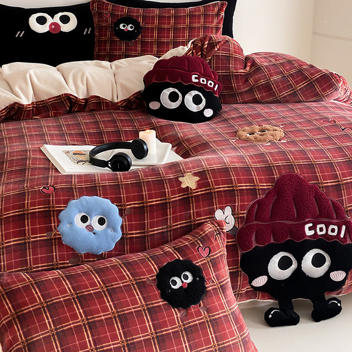 Children's Bedding Set with Embroidered Astronauts and Planets made of Soft Microfiber