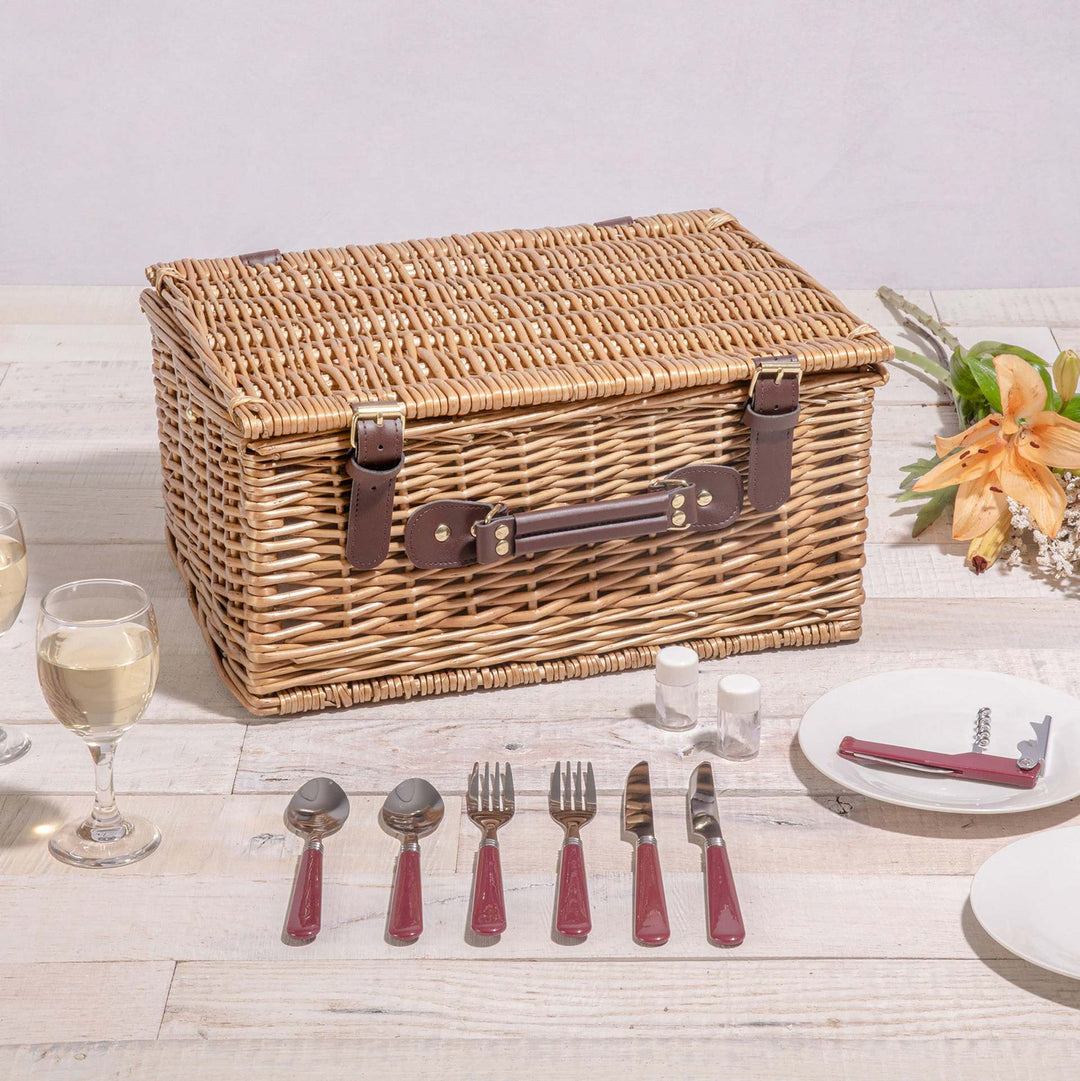 Ladies High-Quality Picnic Basket with Integrated Dish Set and Insulated Inner Pocket Stornfield