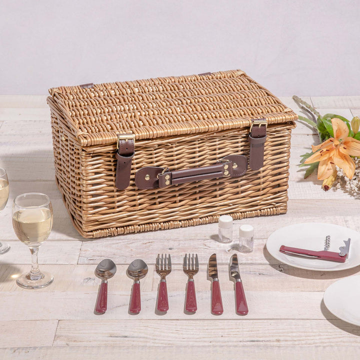 Ladies High-Quality Picnic Basket with Integrated Dish Set and Insulated Inner Pocket Stornfield