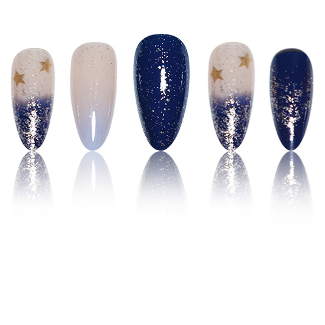 Stiletto Press-On Nail Art Extensions with Starry Designs Stornfield