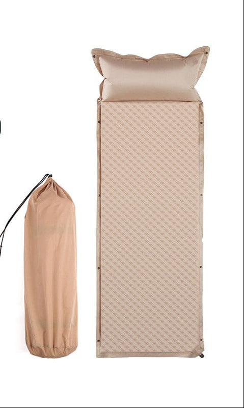 double connectable inflatable camping mattress with integrated dual pillows, egg-crate comfort surface and compact carry sack Stornfield