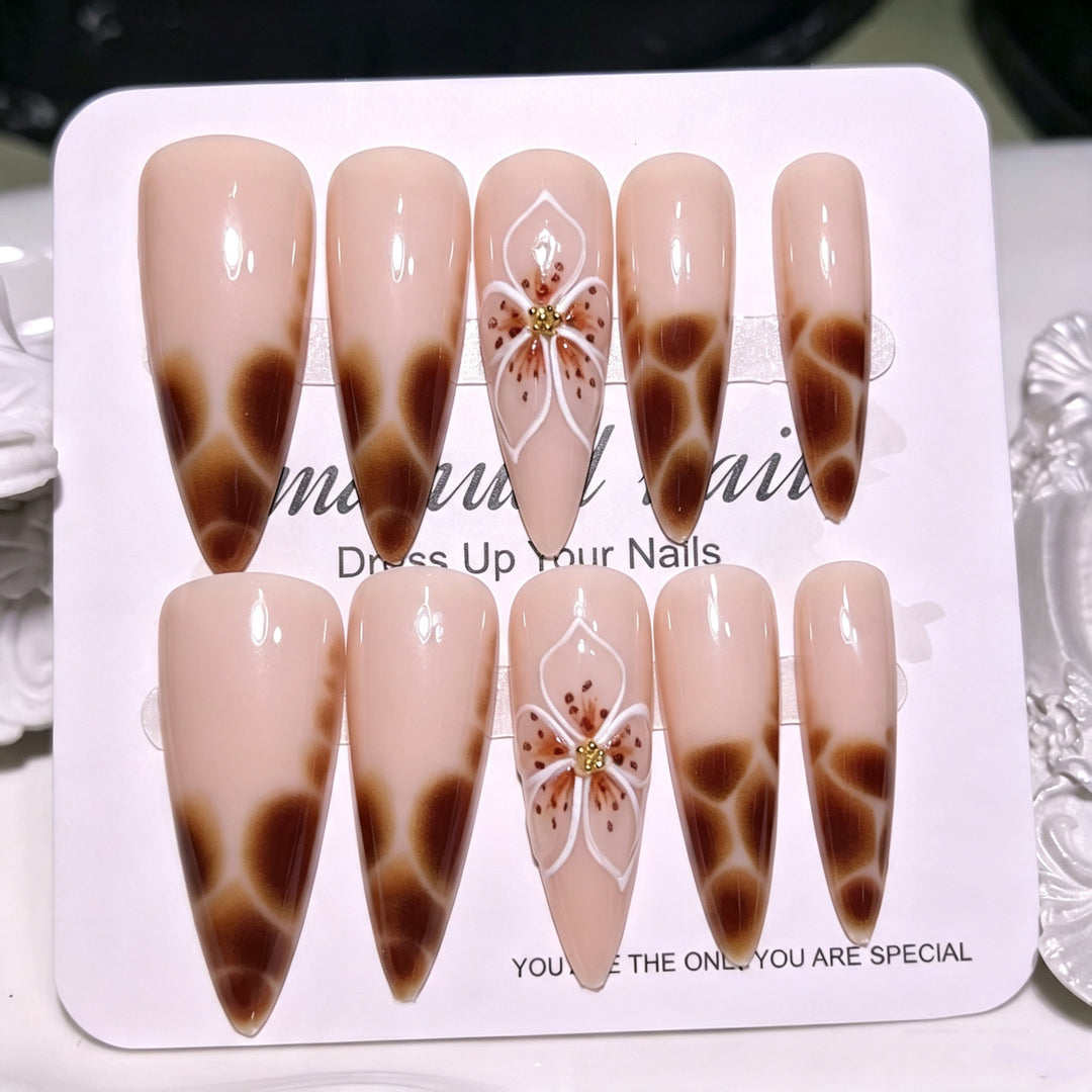 Floral-Themed Stiletto Press-On Nail Tips Stornfield