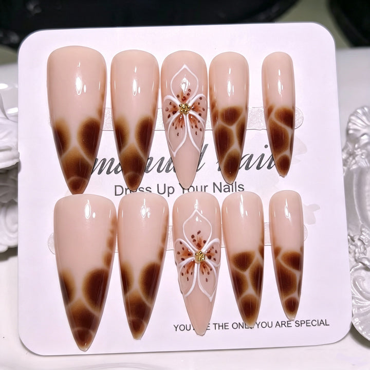 Floral-Themed Stiletto Press-On Nail Tips Stornfield